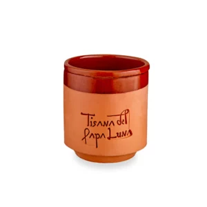 Vaso de barro artesanal con grabado Tisana del Papa Luna
